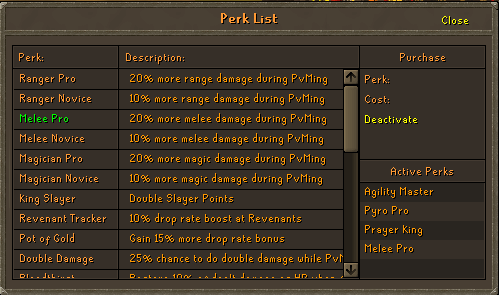 In-Game Perks Update